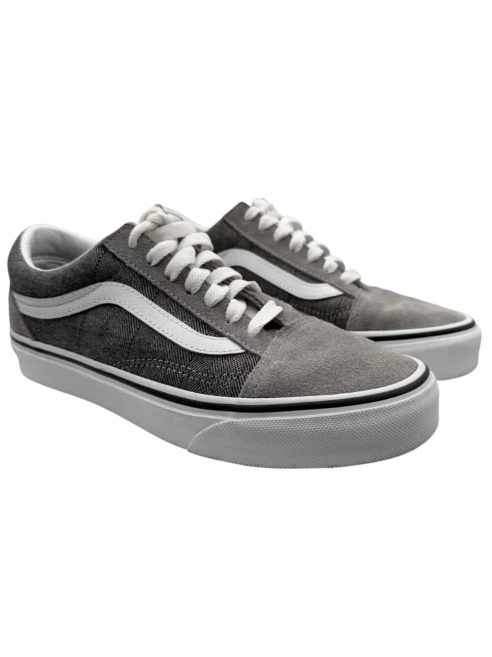 Vans Unisex Low Top Old Skool Gray White Suede Canvas Lace Up Sneakers‎ (5)